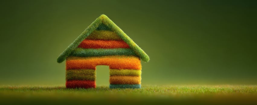 The vibrant grass house symbolizing creativity and eco-friendly living. photo