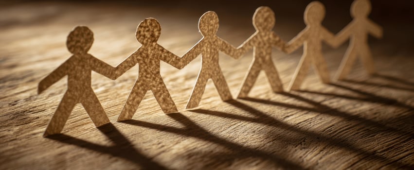 The Paper Figures Representing Unity and Togetherness on a Wooden Surface photo