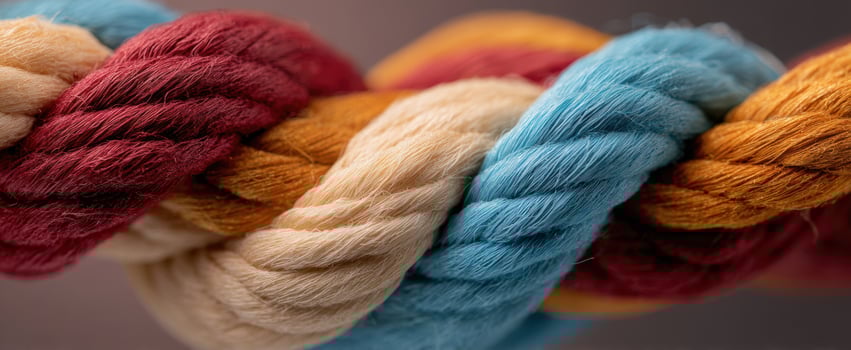 The colorful rope twisted together showcasing vibrant textures and craftsmanship. photo