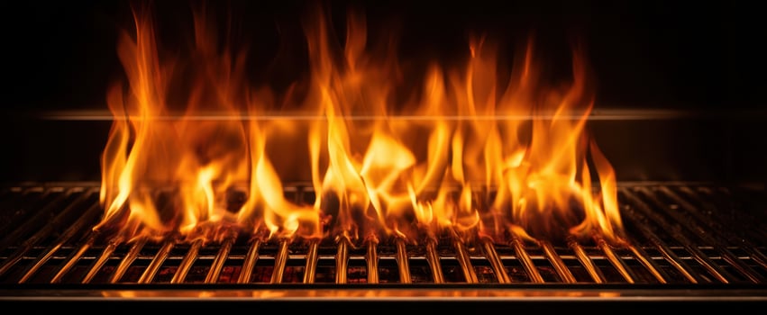 The mesmerizing flames dancing in a barbecue grill, igniting culinary passion. photo