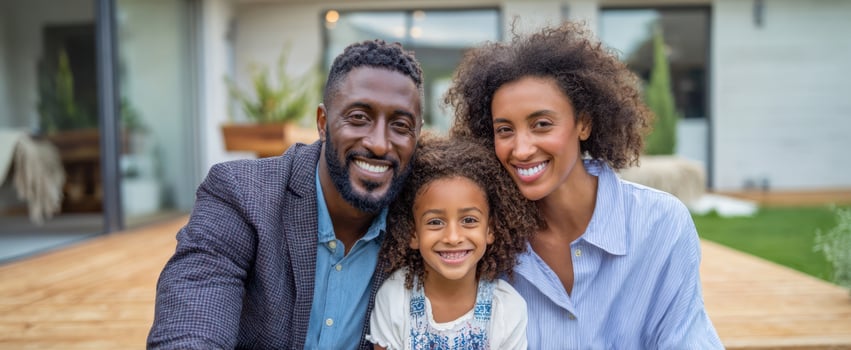 The family enjoying a joyful moment together in a beautiful outdoor setting. photo