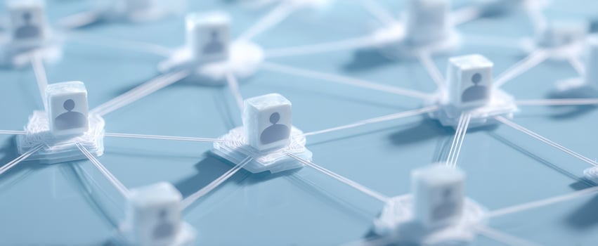 The interconnected network of digital profiles and connections forming a community. photo