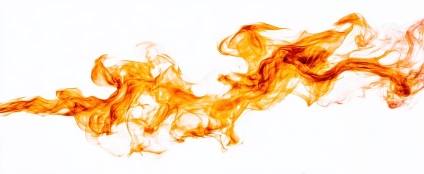 The flowing movement of vibrant orange flames against a white background photo