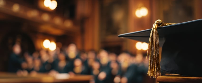 The graduation cap symbolizing achievement during a joyful ceremony celebration. photo
