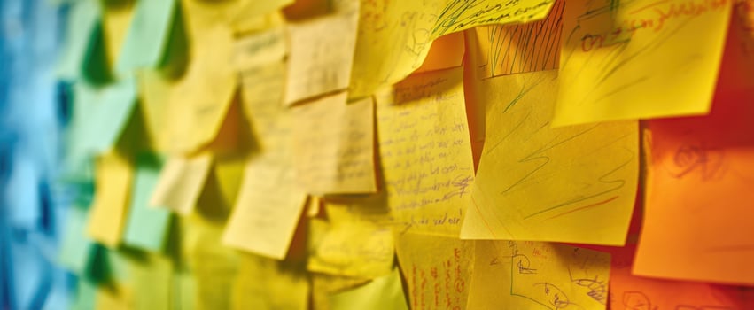 The vibrant collection of sticky notes representing creativity and organization. photo