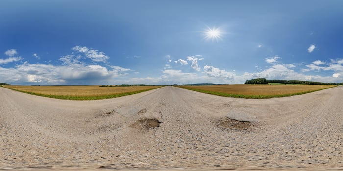 360 degree panorama of a dirt road photo