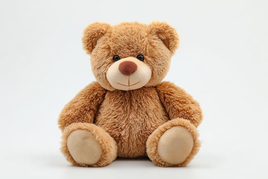 Cute teddy bear with soft fur and friendly face. photo