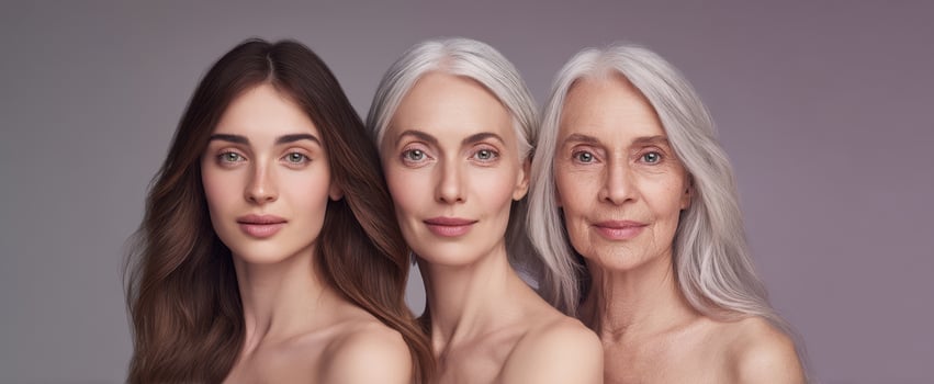 The three women representing beauty across generations with grace and poise. photo