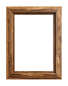 Empty rustic wooden photo frame design.