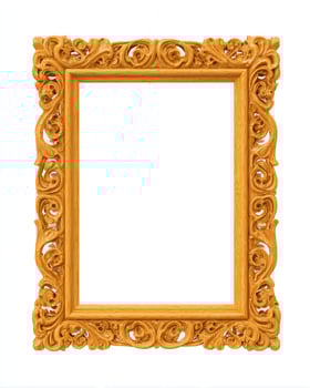 Ornate wooden picture frame with empty space. photo