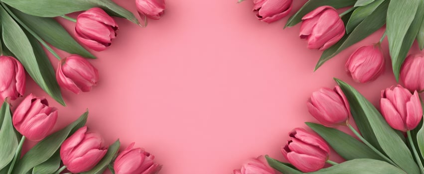 The vibrant pink tulips elegantly arranged on a soft pink background. photo