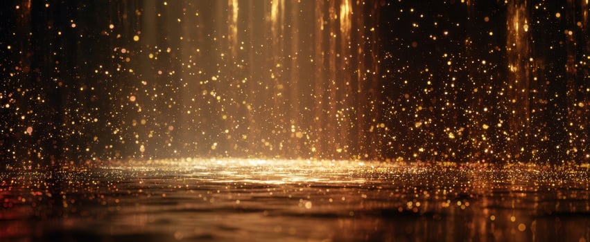 The Shimmering Surface Glows with Golden Particles in Radiant Light photo
