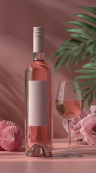 Refreshing Rose Wine Paired With Delicate Flowers in a Stylish Setting photo