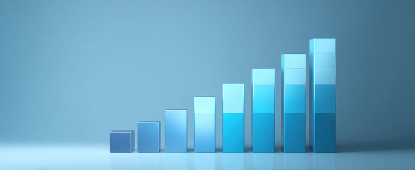 The ascending bar chart showing progressive growth in business performance. photo