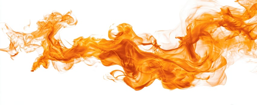 The vibrant dance of orange flames against a white background. photo