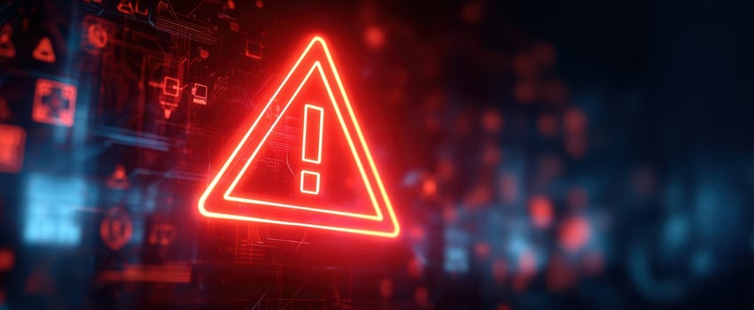 The Neon Warning Sign Illuminating the Digital Landscape with Alerts and Cautions photo