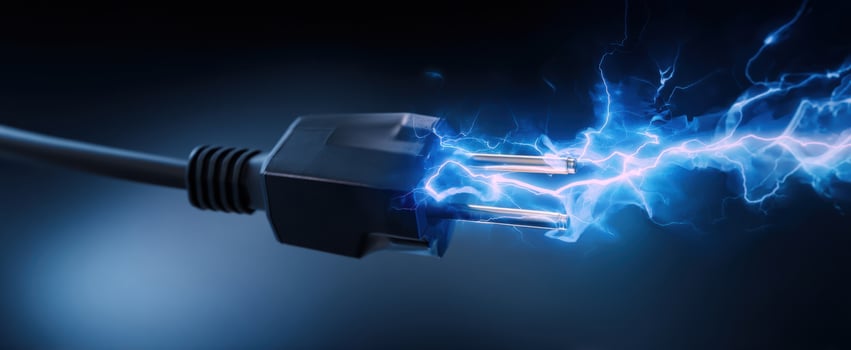 The electric plug generating high-voltage sparks in a dynamic energy display. photo