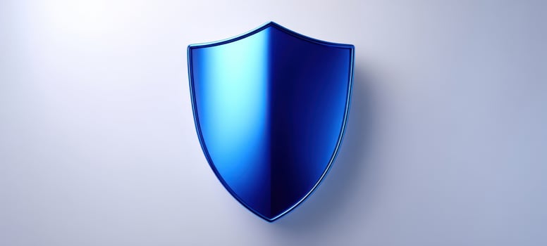 The Blue Shield Icon Representing Protection and Cybersecurity on Minimal Background photo