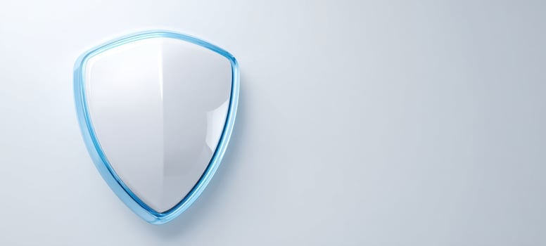 The Shield of Blue Glass Symbolizing Modern Digital Security and Corporate Protection Solutions photo