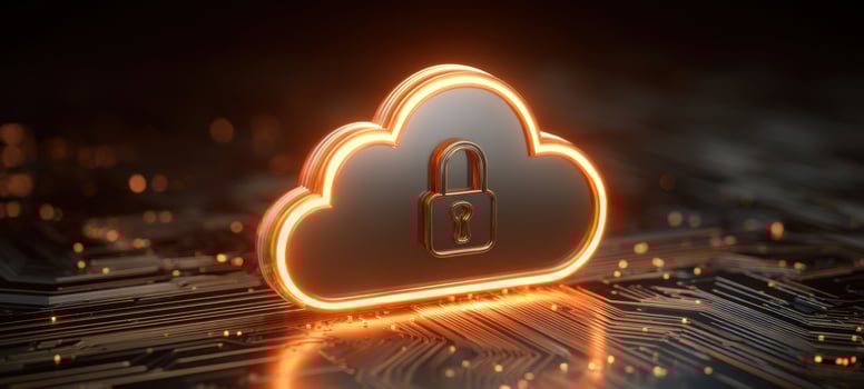 The Cloud Security Lock Icon Glowing Over Futuristic Circuit Board Representing Data Protection photo