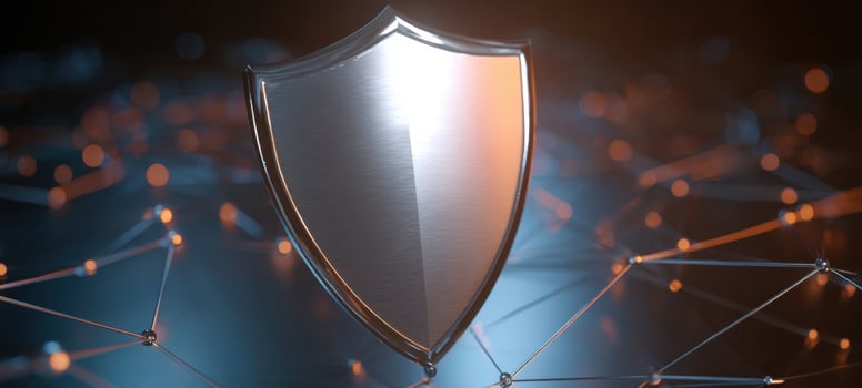 The Shield Representing Digital Security and Network Protection in Futuristic Connected Technology Environment photo