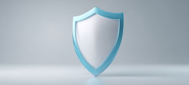 The Shield Symbolizing Digital Security and Protection Against Cyber Threats in Blue photo