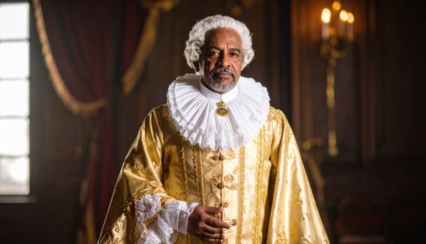 An african man dressed in a gold costume photo
