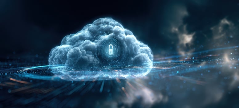 The Cloud with a Glowing Lock Icon Representing Secure Digital Data Storage and Connectivity photo