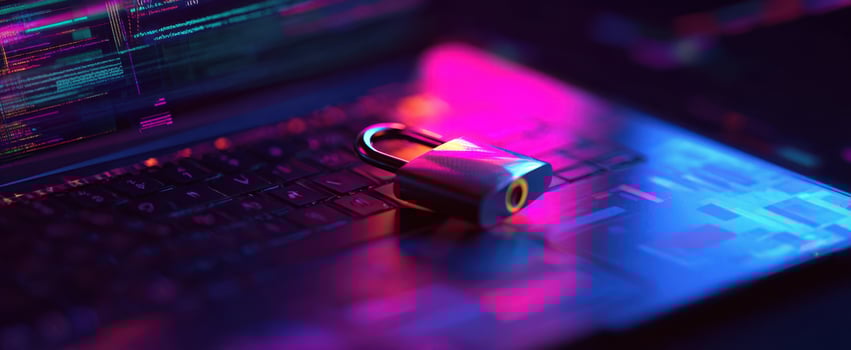 The Padlock on a Laptop Symbolizing Cybersecurity, Data Protection and Digital Privacy photo