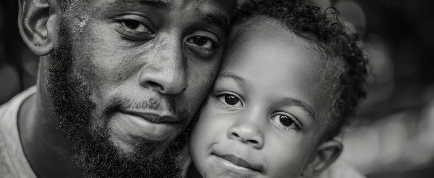 The Father and Son Close Up Portrait Showing Tender Bond and Quiet Strength photo