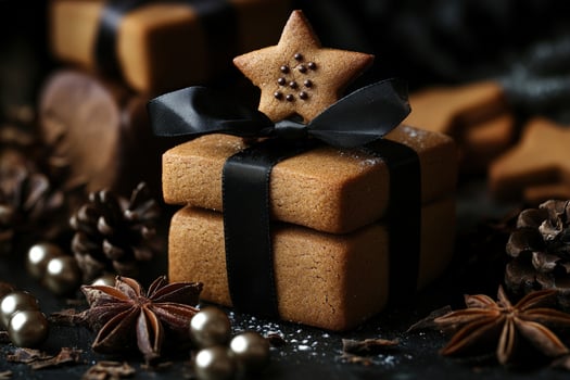 Gingerbread gift boxes with star decoration photo