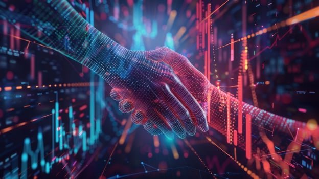 Digital handshake for technology business partnership data transfer photo