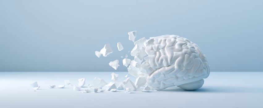 The Brain Fragmenting Into Pieces Representing Memory Loss and Cognitive Decline photo