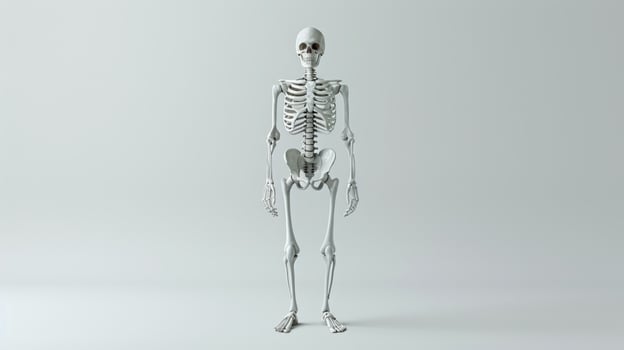 Full human skeleton anatomy isolated on light background educational illustration photo