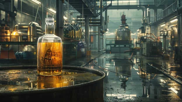 Liquid production still life in industrial setting photo