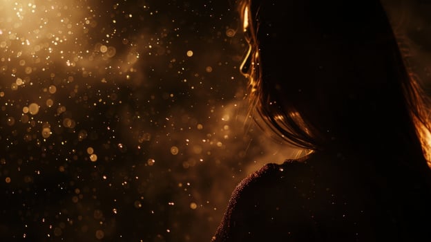 Silhouette with golden bokeh background abstract design photo