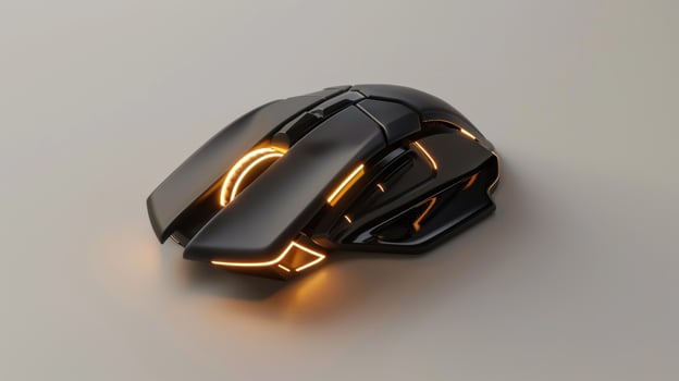 Futuristic computer mouse technology design with glowing light details photo