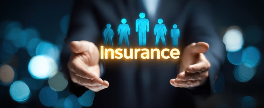 The Insurance Concept with Glowing Human Icons and Protective Hands photo