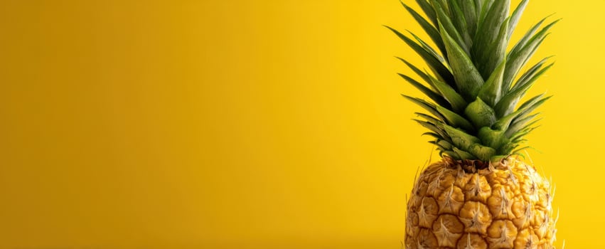 The Pineapple On A Vibrant Yellow Background Evokes Fresh Tropical Summer Mood photo