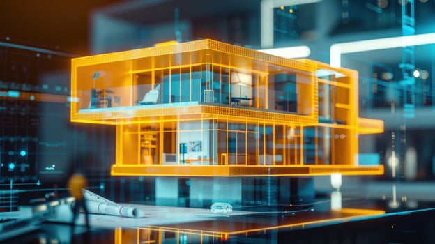 Modern house architecture model blueprint design innovation photo