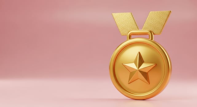 Gold medal with star symbol representing achievement photo