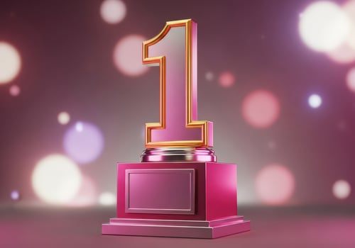 Number one trophy with golden trim on a blurred background photo