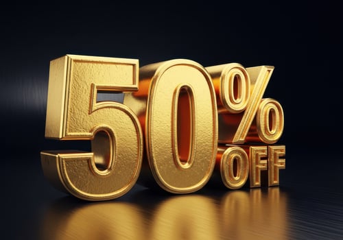 Golden 50 percent off sale discount promotion photo