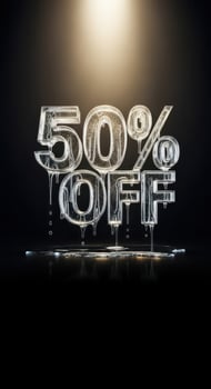 Fifty percent off sale with water effect photo