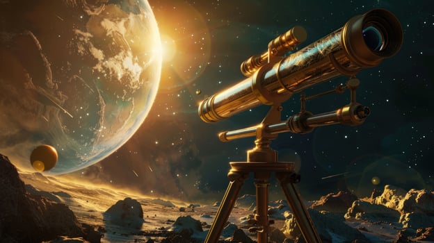 Telescope observes distant planet in space for scientific discovery and exploration photo