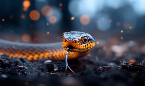 Snake Night Forest Ground Bokeh Reptile Wildlife Nature photo
