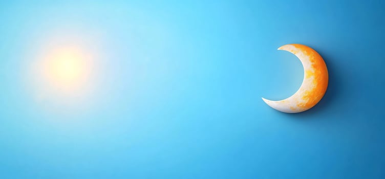 Sun and moon on blue. Celestial design, background photo