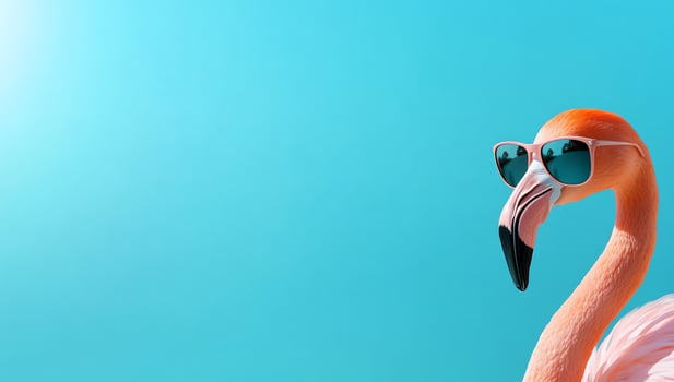Cool flamingo sunglasses, summer sky, tropical vacation photo
