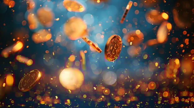 Floating coins abstract financial growth and investment backdrop photo