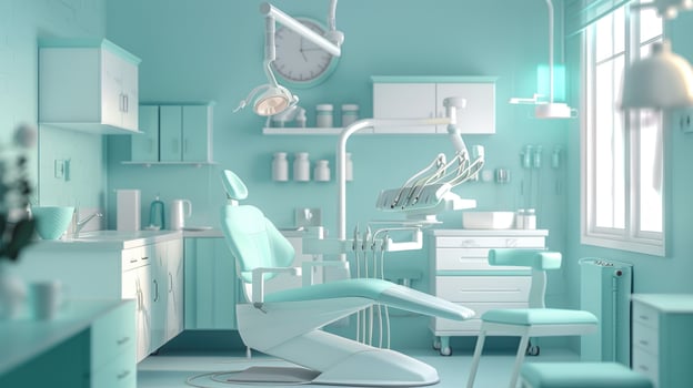 Modern dental clinic interior design with equipment and dental chair photo